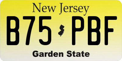 NJ license plate B75PBF