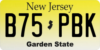 NJ license plate B75PBK