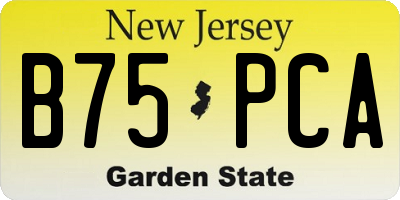 NJ license plate B75PCA