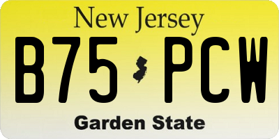 NJ license plate B75PCW