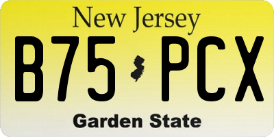 NJ license plate B75PCX