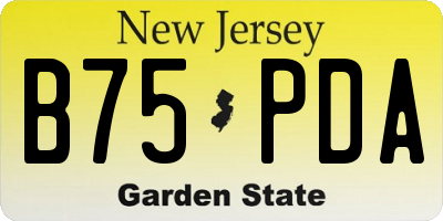 NJ license plate B75PDA