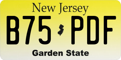 NJ license plate B75PDF