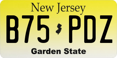 NJ license plate B75PDZ