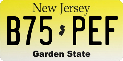NJ license plate B75PEF