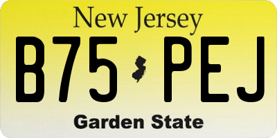 NJ license plate B75PEJ