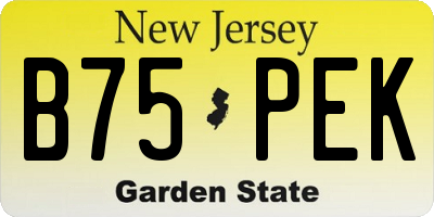 NJ license plate B75PEK