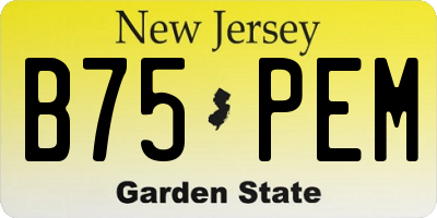 NJ license plate B75PEM