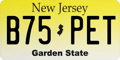 NJ license plate B75PET