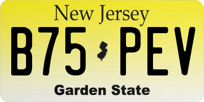 NJ license plate B75PEV