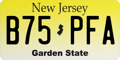 NJ license plate B75PFA