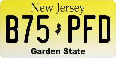 NJ license plate B75PFD