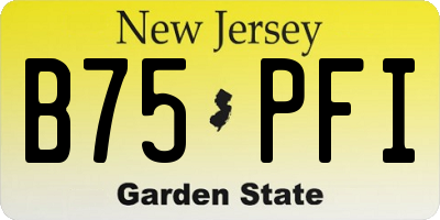 NJ license plate B75PFI
