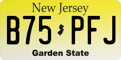 NJ license plate B75PFJ