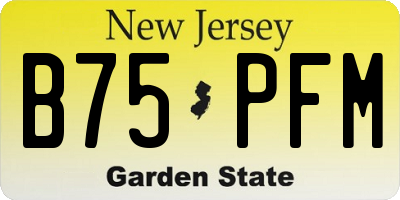 NJ license plate B75PFM