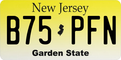 NJ license plate B75PFN
