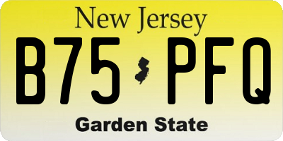 NJ license plate B75PFQ