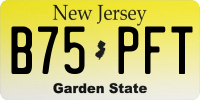 NJ license plate B75PFT