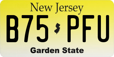 NJ license plate B75PFU