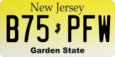 NJ license plate B75PFW