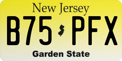 NJ license plate B75PFX