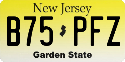 NJ license plate B75PFZ