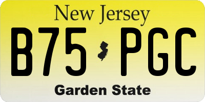 NJ license plate B75PGC