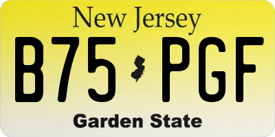 NJ license plate B75PGF