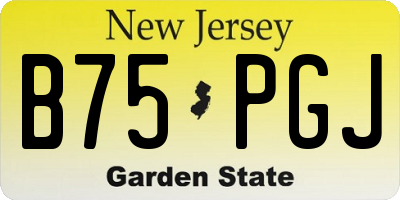 NJ license plate B75PGJ