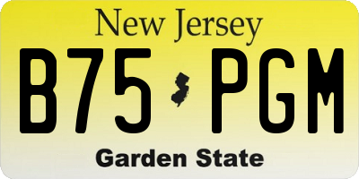 NJ license plate B75PGM
