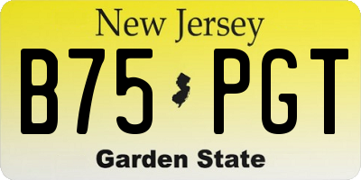 NJ license plate B75PGT