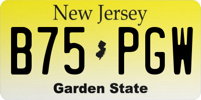 NJ license plate B75PGW