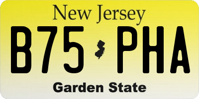 NJ license plate B75PHA