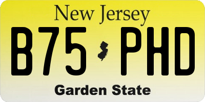 NJ license plate B75PHD