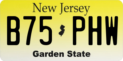 NJ license plate B75PHW