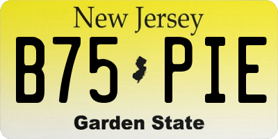 NJ license plate B75PIE
