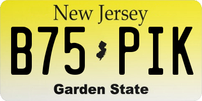 NJ license plate B75PIK