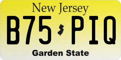 NJ license plate B75PIQ