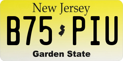 NJ license plate B75PIU