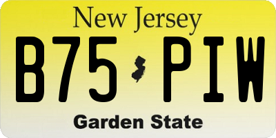 NJ license plate B75PIW