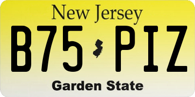 NJ license plate B75PIZ