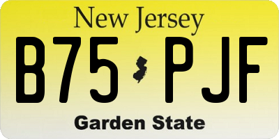 NJ license plate B75PJF