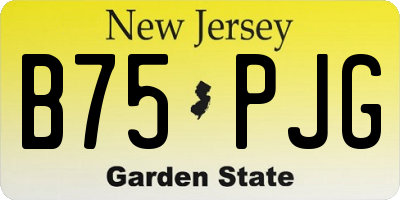 NJ license plate B75PJG