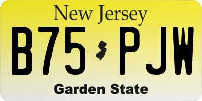 NJ license plate B75PJW