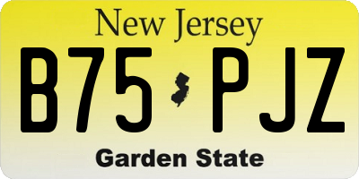 NJ license plate B75PJZ