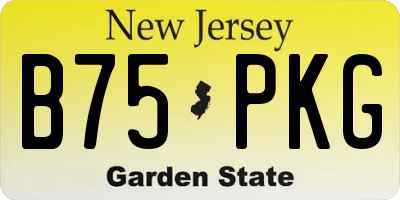 NJ license plate B75PKG