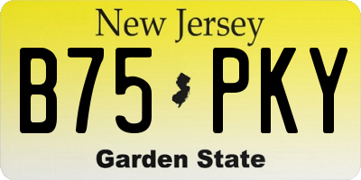 NJ license plate B75PKY