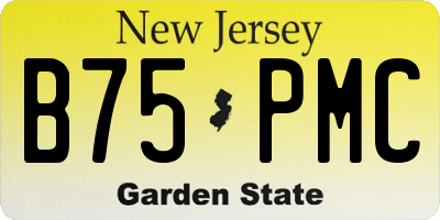 NJ license plate B75PMC
