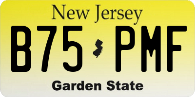 NJ license plate B75PMF