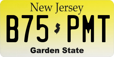 NJ license plate B75PMT